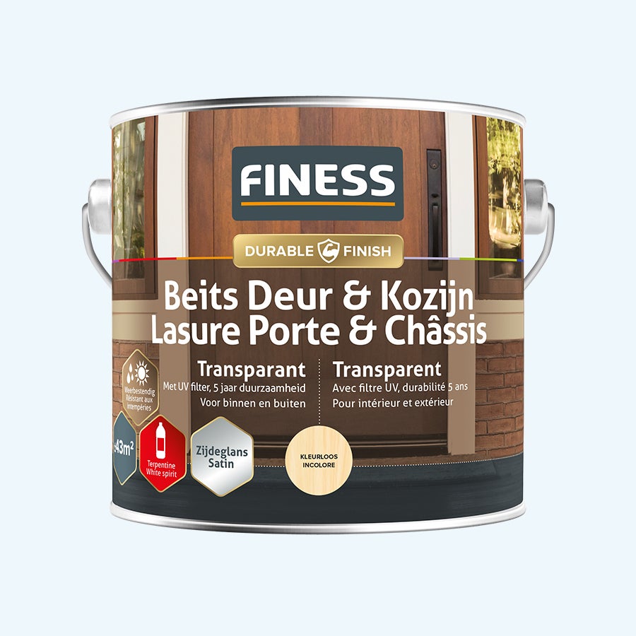 FINESS Beits Deur & Kozijn transparant zijdeglans 2,5 L Kleurloos FINESS Beits Deur & Kozijn transparant zijdeglans 2,5 L Kleurloos
