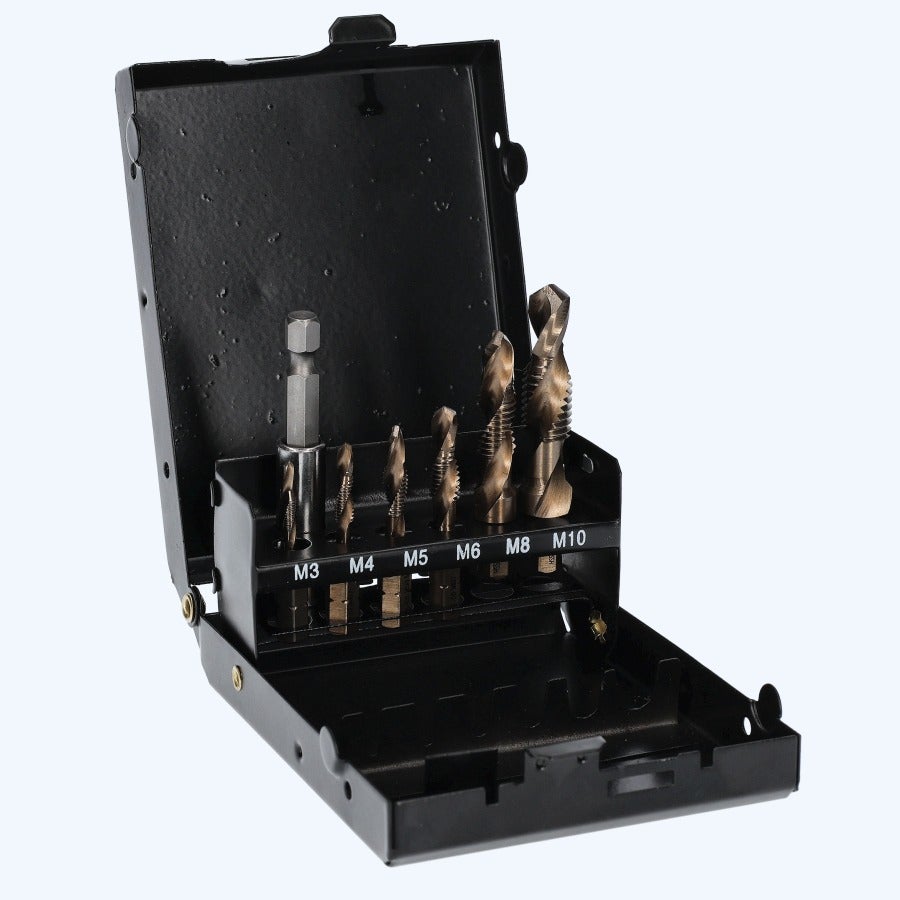 7-delige boortap set HSS 5% cobalt incl. bithouder 7-delige boortap set HSS 5% cobalt incl. bithouder