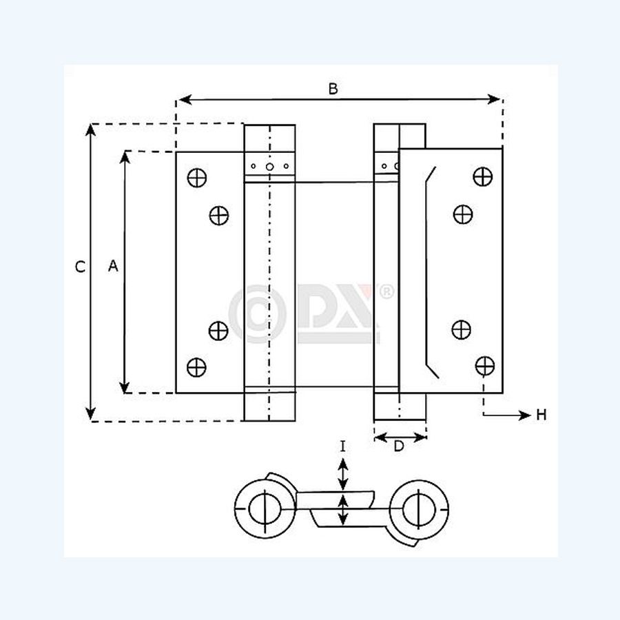 Dulimex bommer scharnier dubbelwerkend 36/150 mm staal (2 stuks) Dulimex bommer scharnier dubbelwerkend 36/150 mm staal (2 stuks)