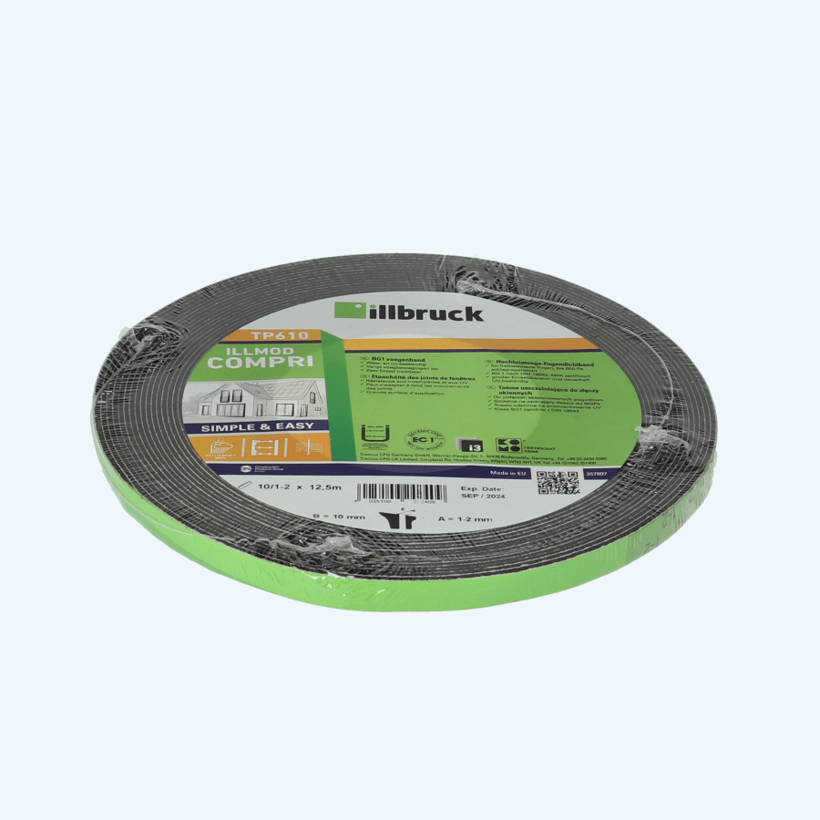 illbruck TP610 Compriband 10 mm / voeg 1-2 mm x 12,5 meter illbruck TP610 Compriband 10 mm / voeg 1-2 mm x 12,5 meter