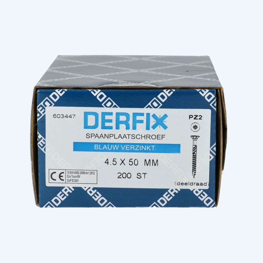 200 stuks spaanplaatschroef 4,5 x 50 mm / PZ2 / deeldraad 200 stuks spaanplaatschroef 4,5 x 50 mm / PZ2 / deeldraad