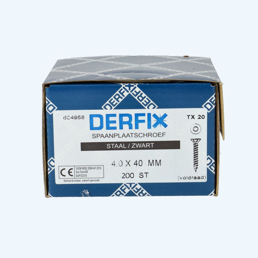 200 stuks zwarte spaanplaatschroef 4,0 x 40 mm Torx (voldraad) 200 stuks zwarte spaanplaatschroef 4,0 x 40 mm Torx (voldraad)