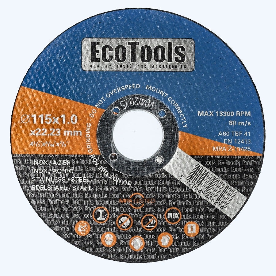 Doorslijpschijf voor INOX 115 x 1,0 x 22,23 mm (EcoTools) Doorslijpschijf voor INOX 115 x 1,0 x 22,23 mm (EcoTools)