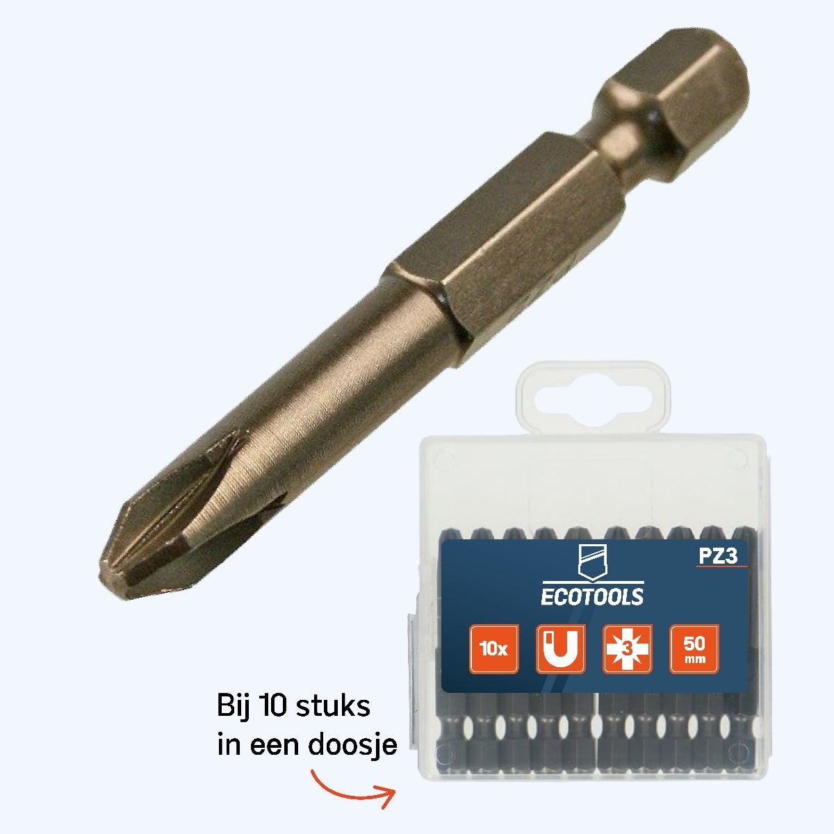 Verlengde pozidrive schroefbit nr 3 x 50 mm Verlengde pozidrive schroefbit nr 3 x 50 mm