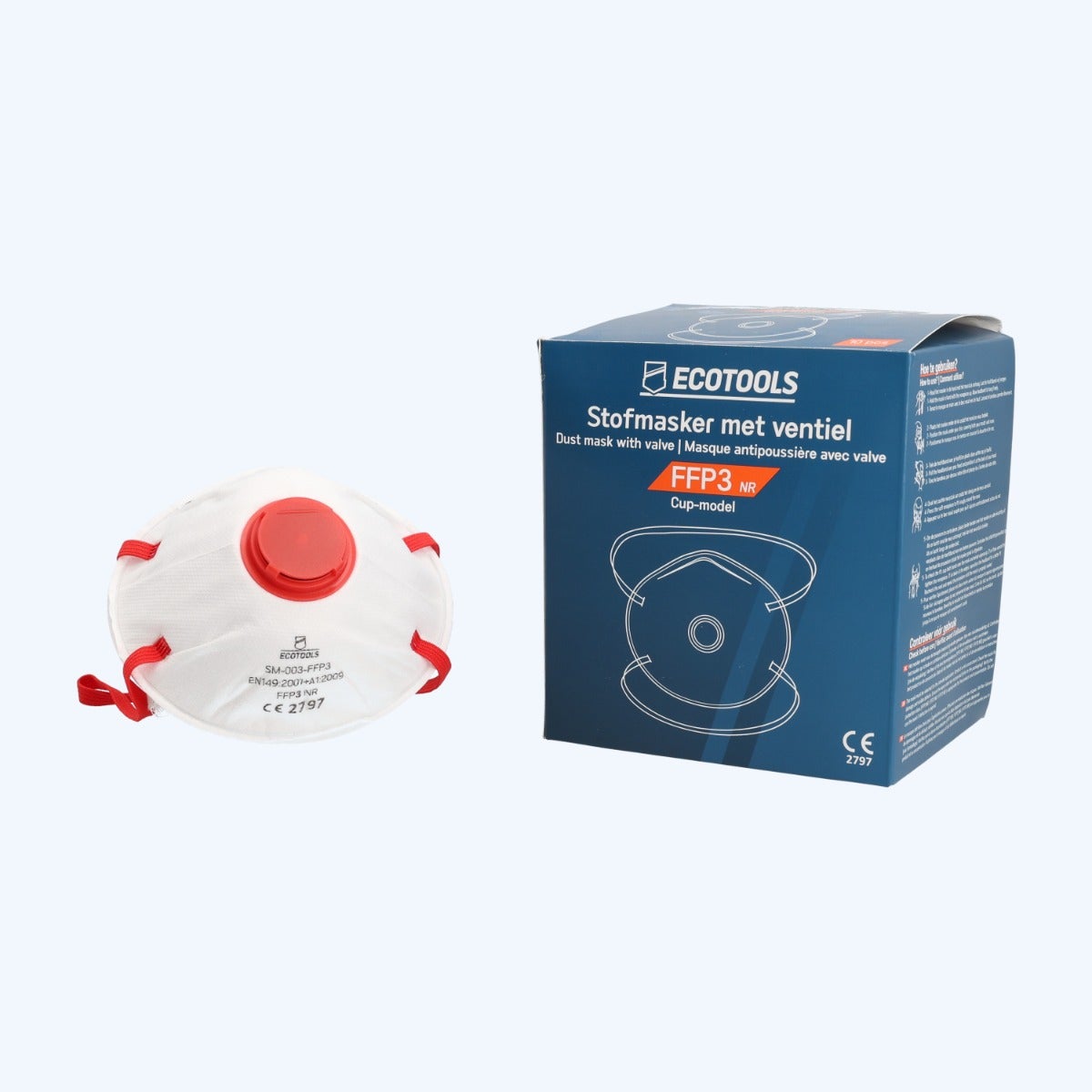 10 stuks EcoTools stofmasker met ventiel cup-model FFP3 10 stuks EcoTools stofmasker met ventiel cup-model FFP3