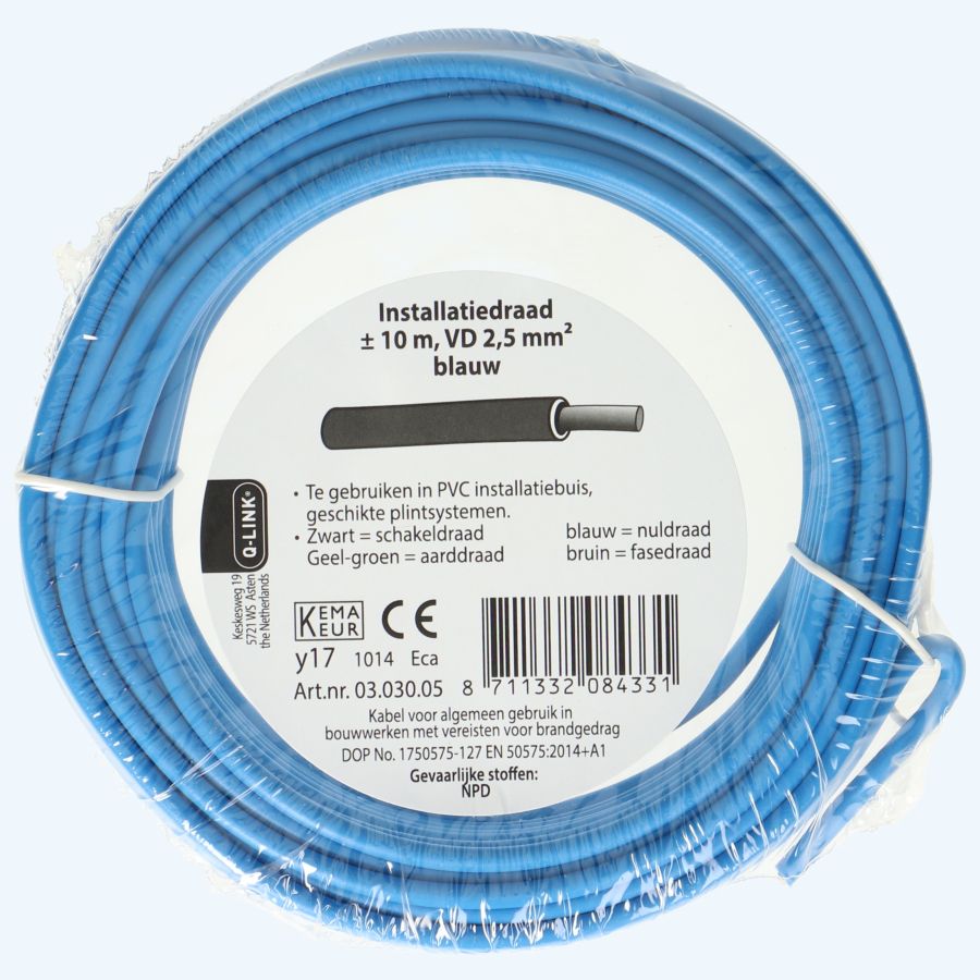 Installatiedraad 2,5mm² blauw 10 meter Installatiedraad 2,5mm² blauw 10 meter