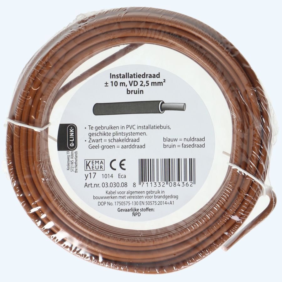 Installatiedraad 2,5mm² bruin 10 meter Installatiedraad 2,5mm² bruin 10 meter