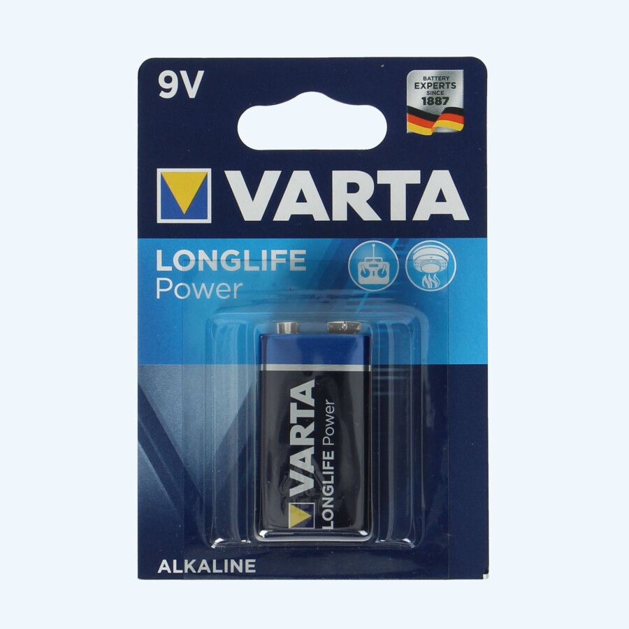 Varta Longlife Power 9 Volt block batterij Varta Longlife Power 9 Volt block batterij