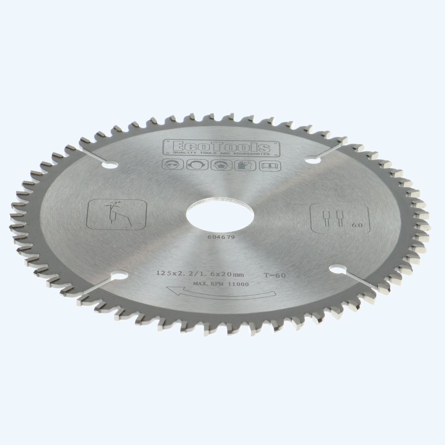 HM-zaagblad 125 x 20 mm T=60 (vlak-daktand) HM-zaagblad 125 x 20 mm T=60 (vlak-daktand)