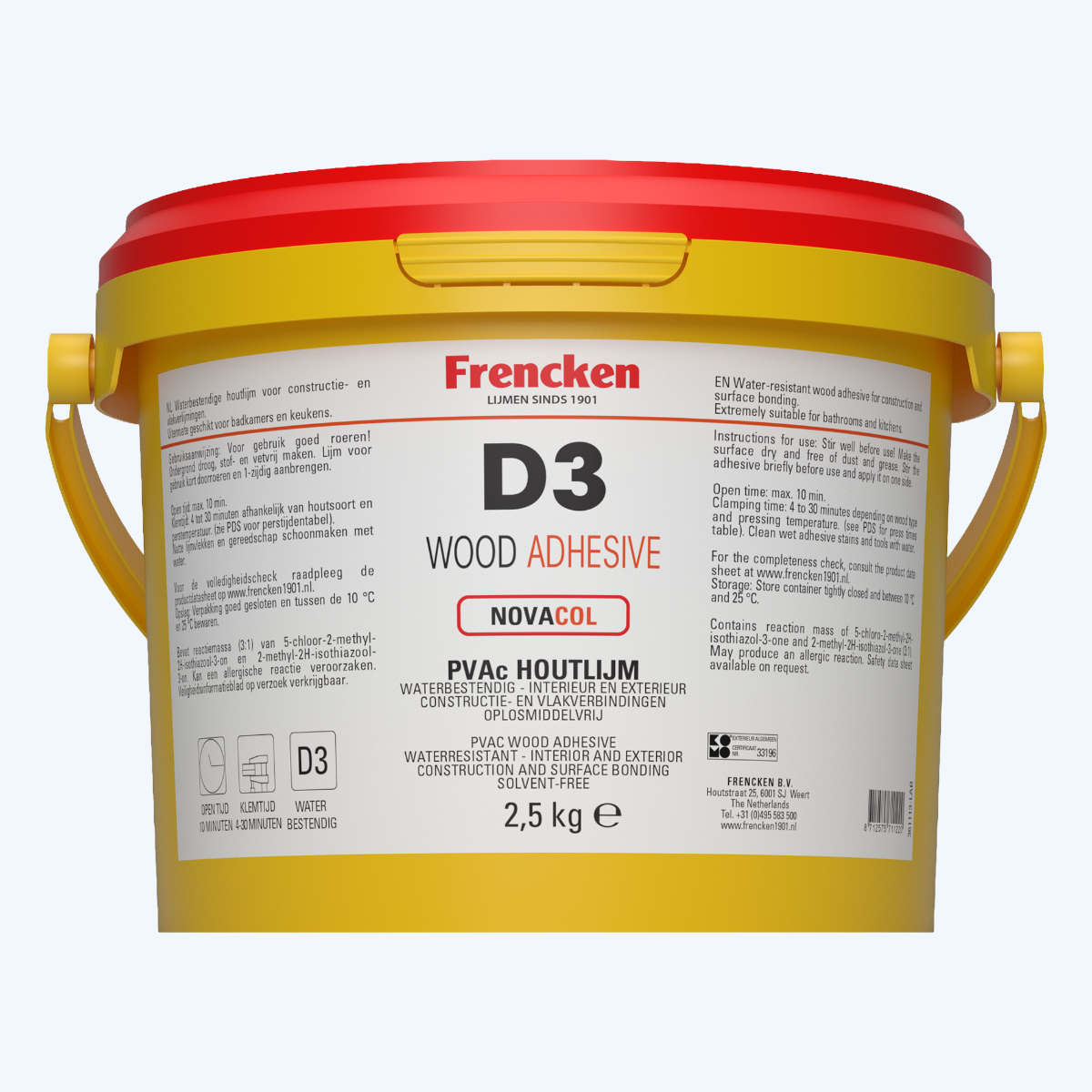 Frencken houtlijm Nova Col D3 2,5 kg Frencken houtlijm Nova Col D3 2,5 kg