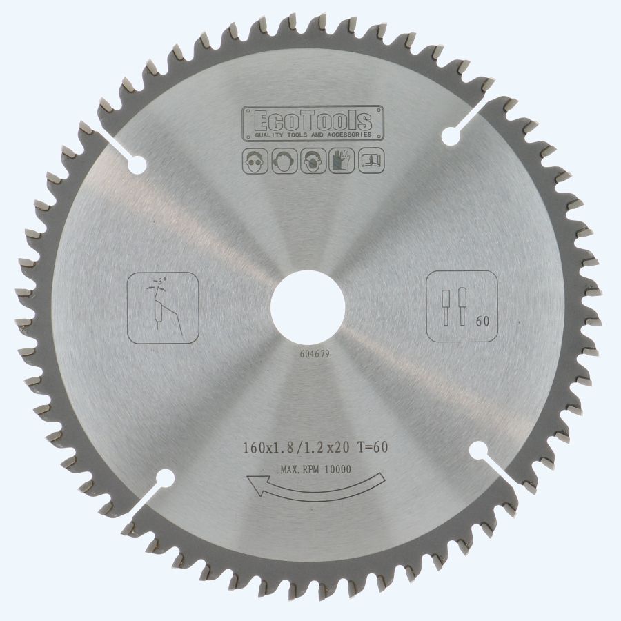 HM-zaagblad 160 x 20 mm T=60 (vlak-daktand 1,8 / 1,2 mm) HM-zaagblad 160 x 20 mm T=60 (vlak-daktand 1,8 / 1,2 mm)