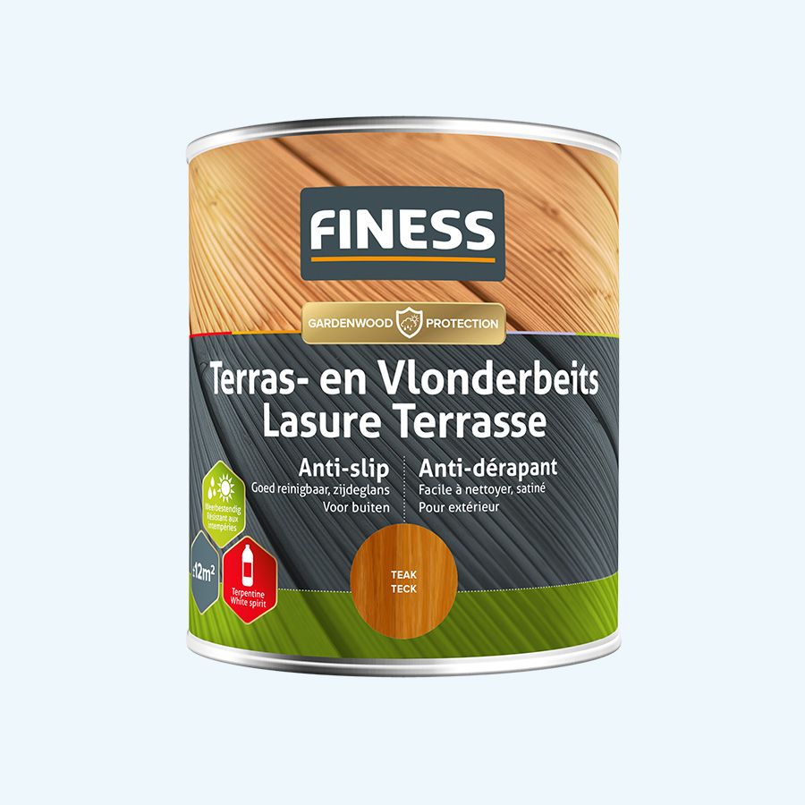 FINESS Terras en vlonderbeits anti-slip 750 ml Teak