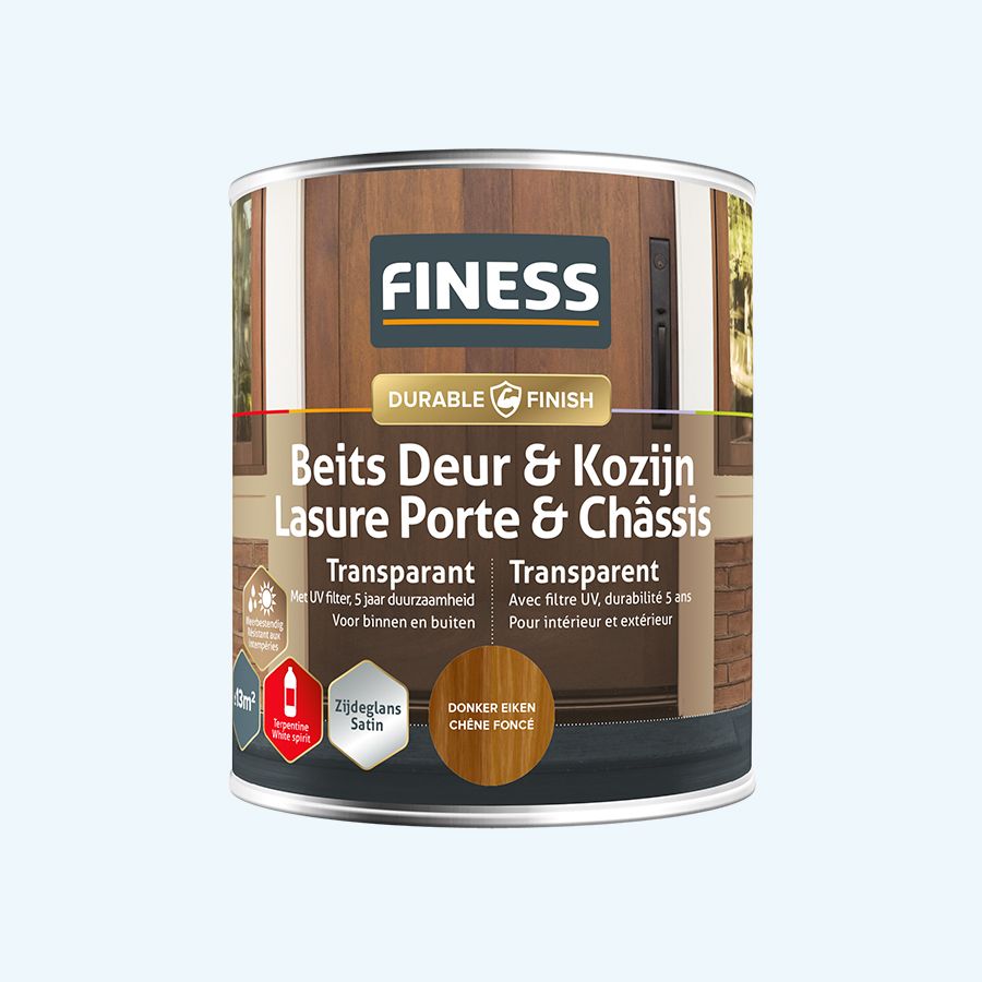 FINESS Beits Deur & Kozijn transparant zijdeglans 750 ml Donker eiken