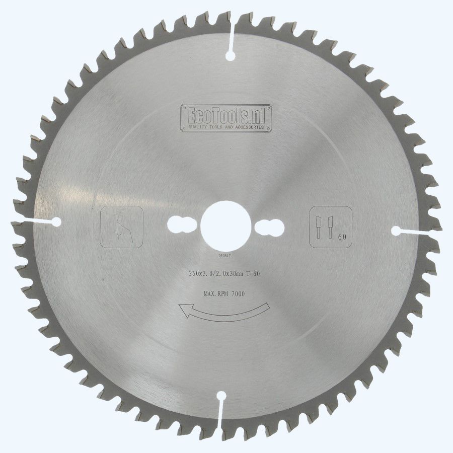 HM-zaagblad 260 x 30 mm T=60 (vlak-daktand)