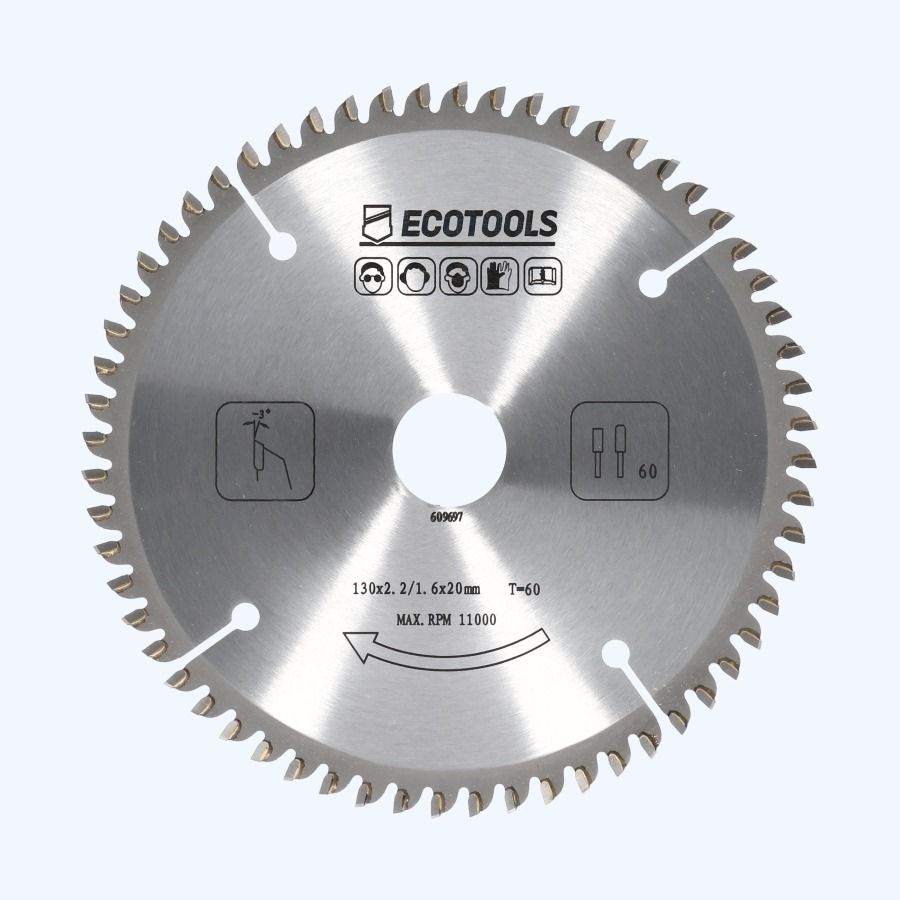 HM-zaagblad 130 x 20 mm T=60 (vlak-daktand)