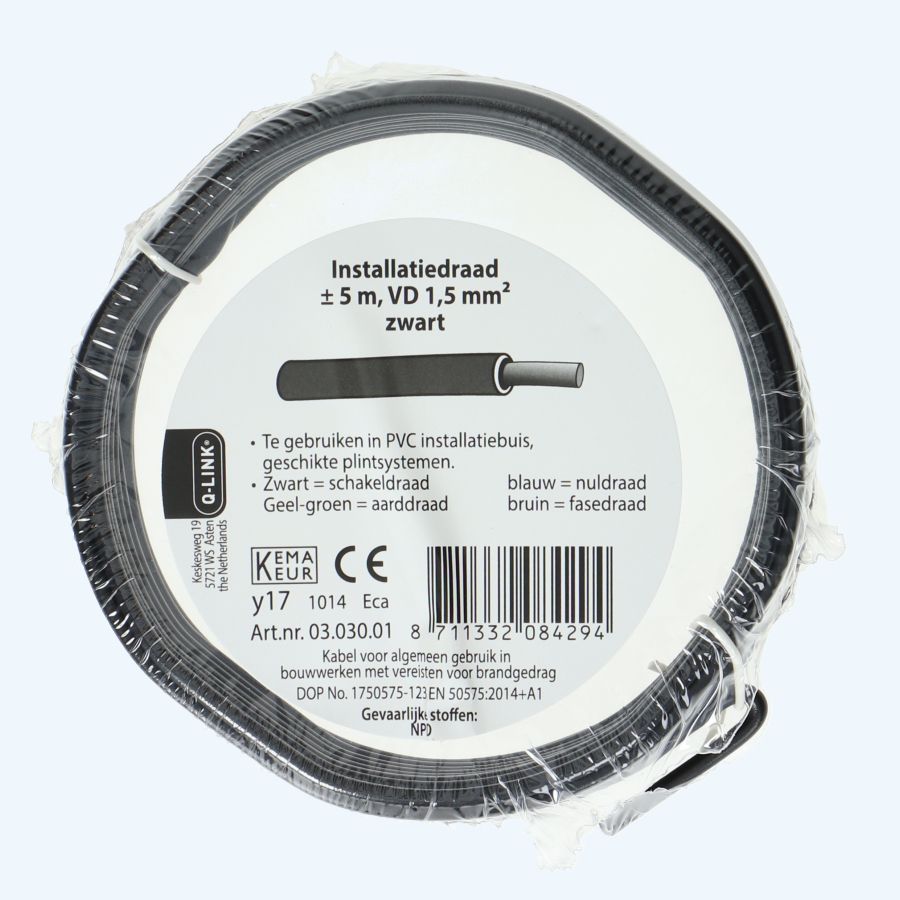 Installatiedraad 1,5mm² zwart 5 meter