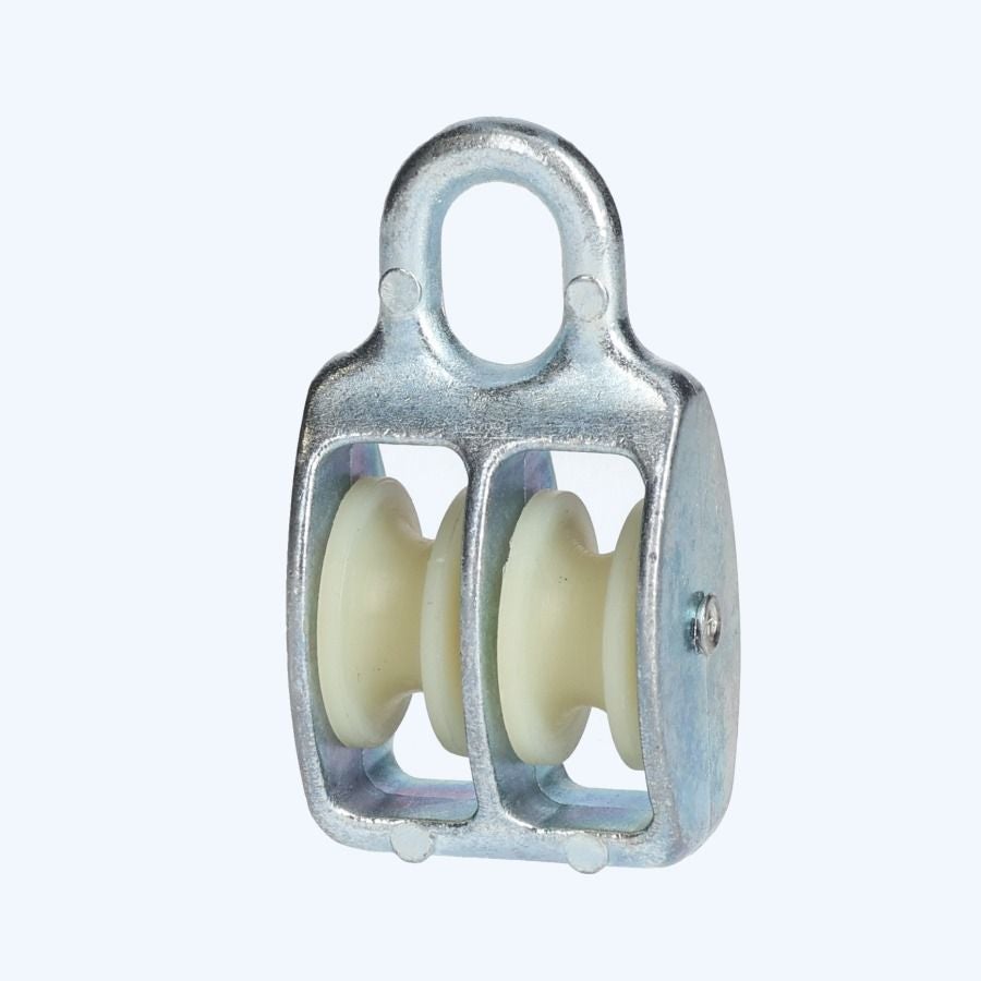 Katrol nylon wiel duplex 09 x 40 mm verzinkt