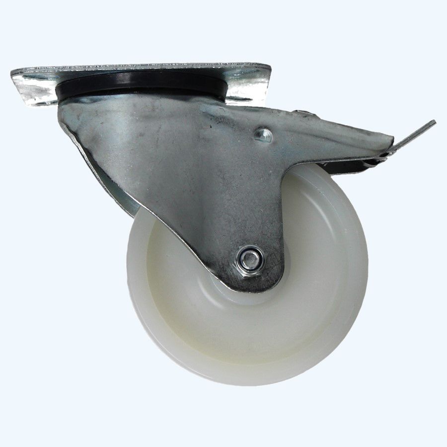 Nylon zwenkwiel met rem 100 mm 120 kg