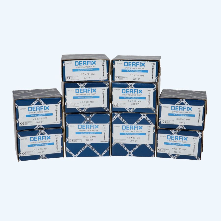 Derfix Schroevenpakket Pozidrive 1900 stuks