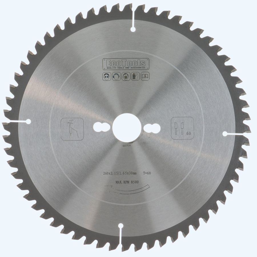 HM-afkortzaagblad 260 x 30 mm T=60 (1,65/2,15 mm) Prof