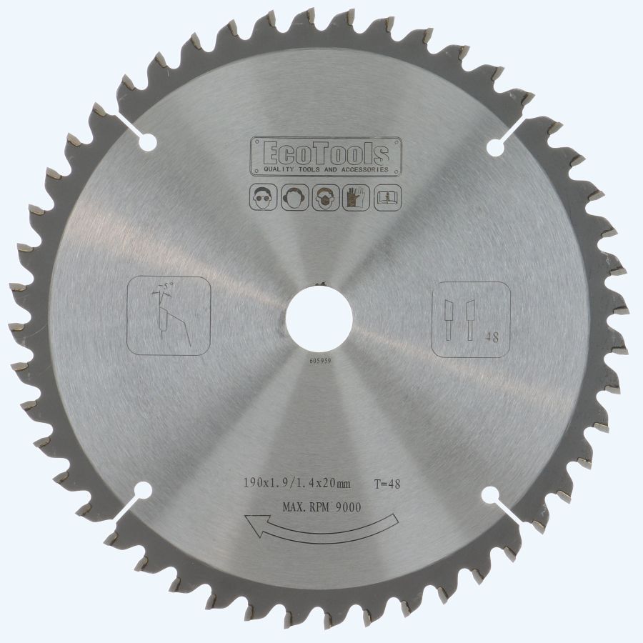 HM-afkortzaagblad 190 x 20 mm T=48 (1,4/1,9 mm) Prof