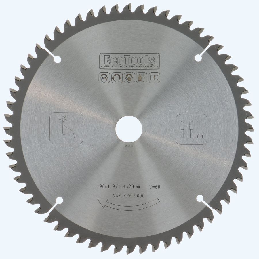 HM-afkortzaagblad 190 x 20 mm T=60 (1,4/1,9 mm) Prof