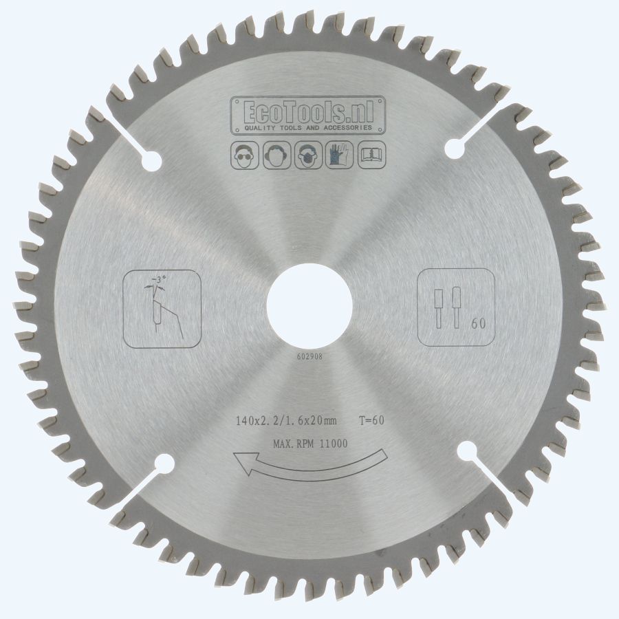 HM-zaagblad 140 x 20 mm T=60 (vlak-daktand)