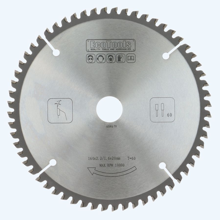 HM-zaagblad 160 x 20 mm T=60 (vlak-daktand)
