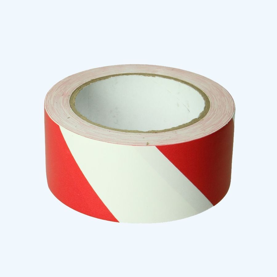 Vloermarkeringstape 50 mm x 33 meter (rood/wit)