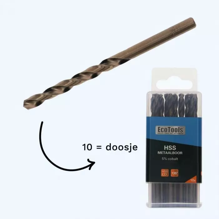 Milwaukee Metaalboor HSS-G Cobalt 3,2 x 65 mm (10 stuks) - De Boer