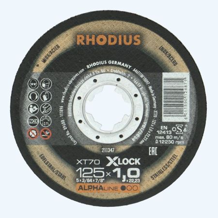 Rhodius Doorslijpschijf INOX 125 mm x 1,0 met X-lock